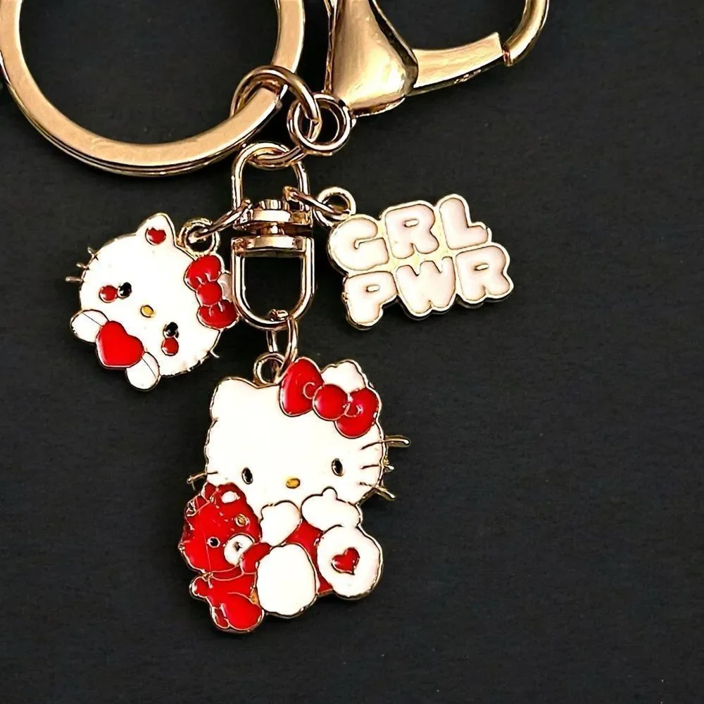 Hello Kitty Girl Power Red Multi Charm Keychain NWT